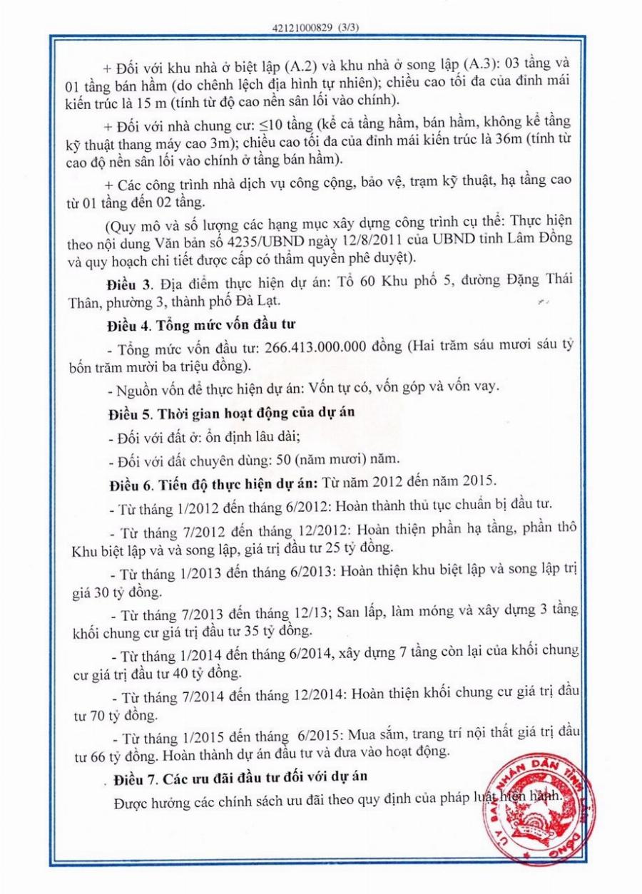 Cần bán dự án, phân lô Thung Lũng Hoa Đà Lạt có thổ cư hẻm xe hơi 15ha